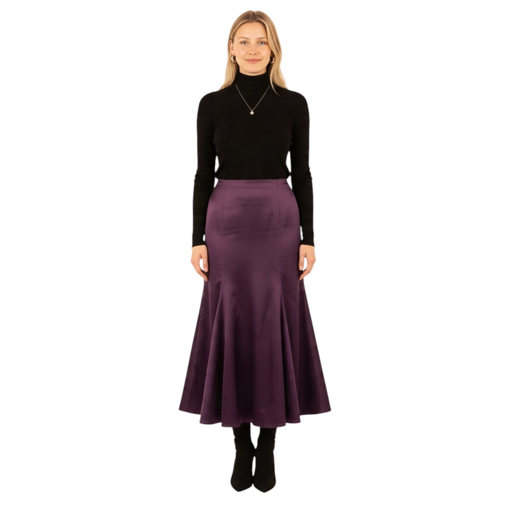 Ralph Lauren Collection Vintage Purple Silk Midi Skirt