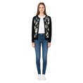 Load image into Gallery viewer, Erdem Black Multi Merino Wool and Cashmere Knit Cardigan Sweater with Silk Chiffon Scarf Print
