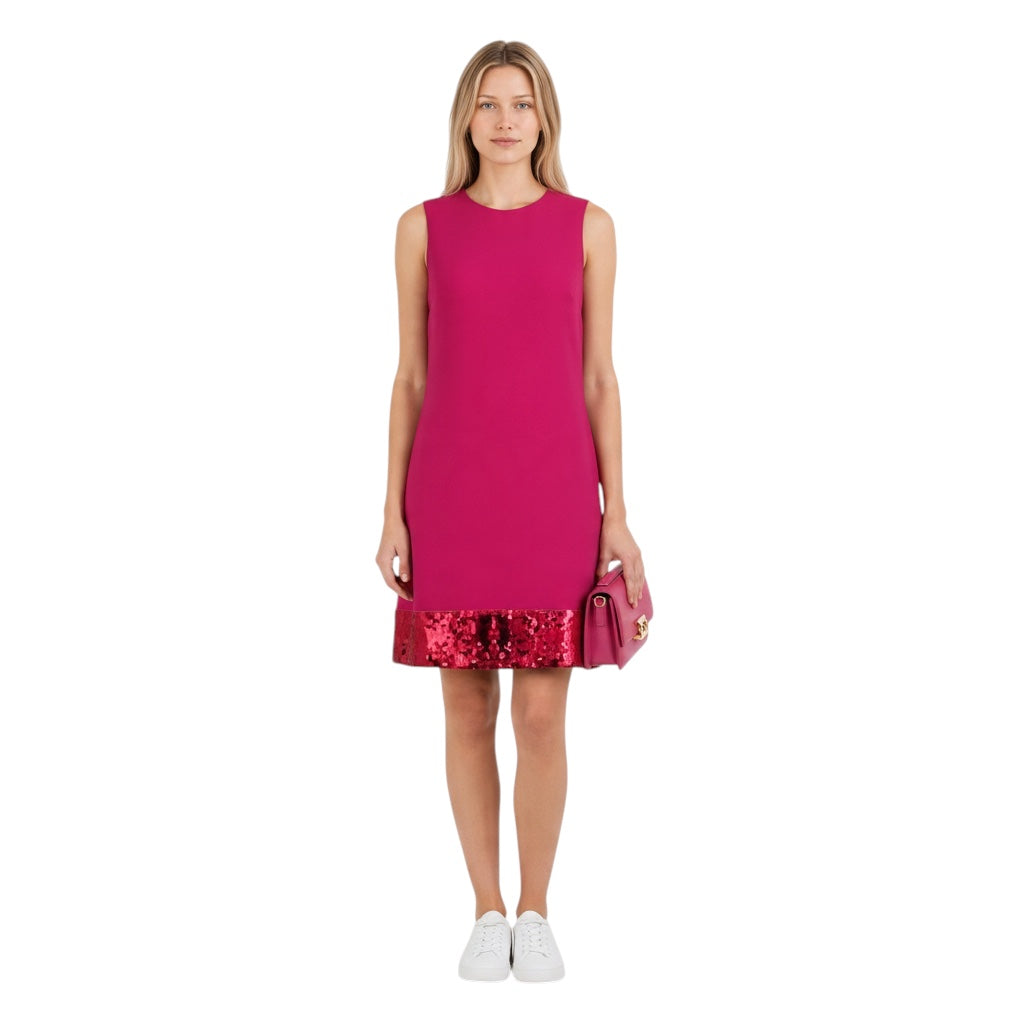 Dolce & Gabbana Pink Sequined Sleeveless Round Neck Pencil Dress