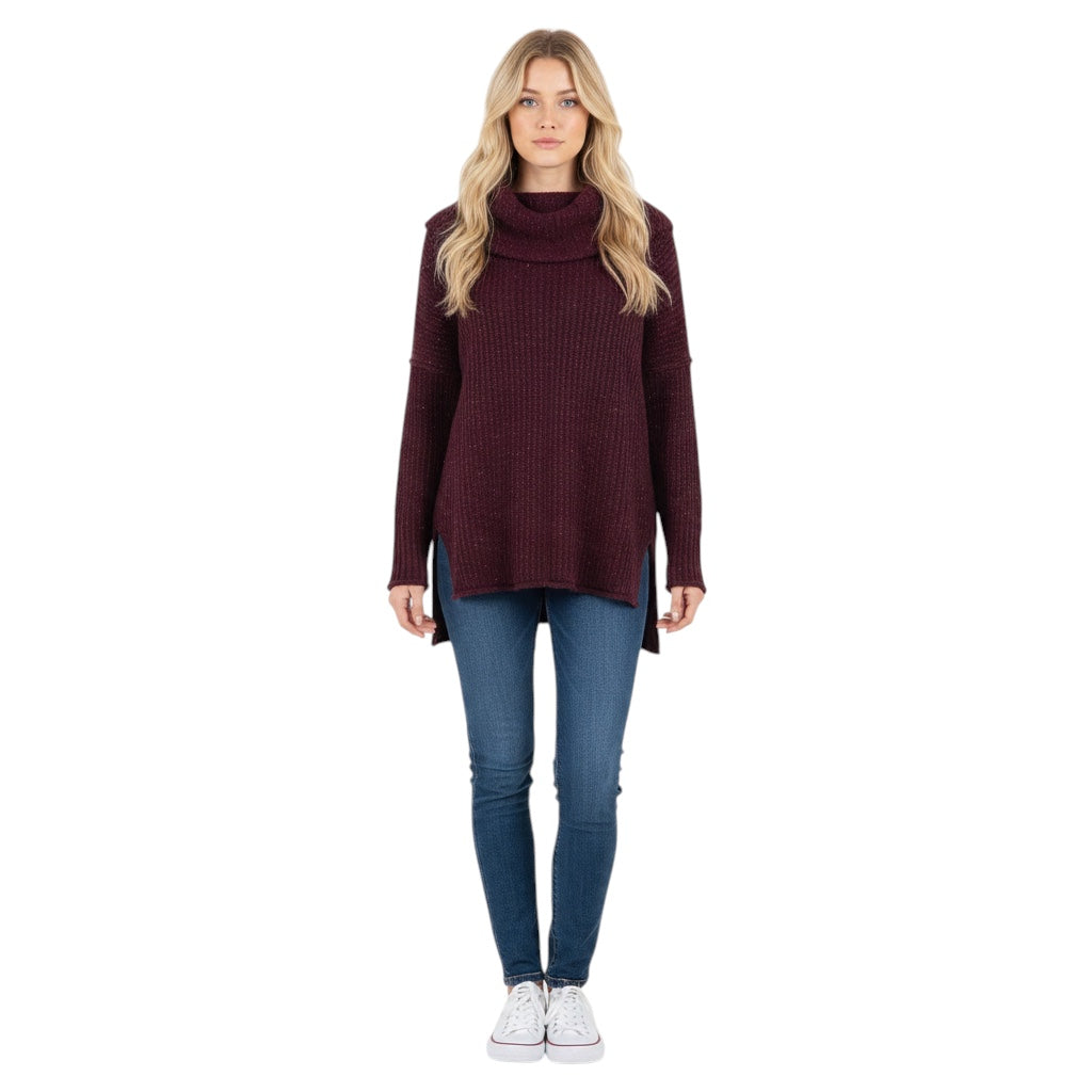 Sonia Rykiel Burgundy Speckled Long Sleeved Cashmere Knit Sweater