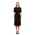 Load image into Gallery viewer, Calvin Klein 205W39NYC Black Short Sleeved Floral Rose Jacquard Midi Dress with Belt
