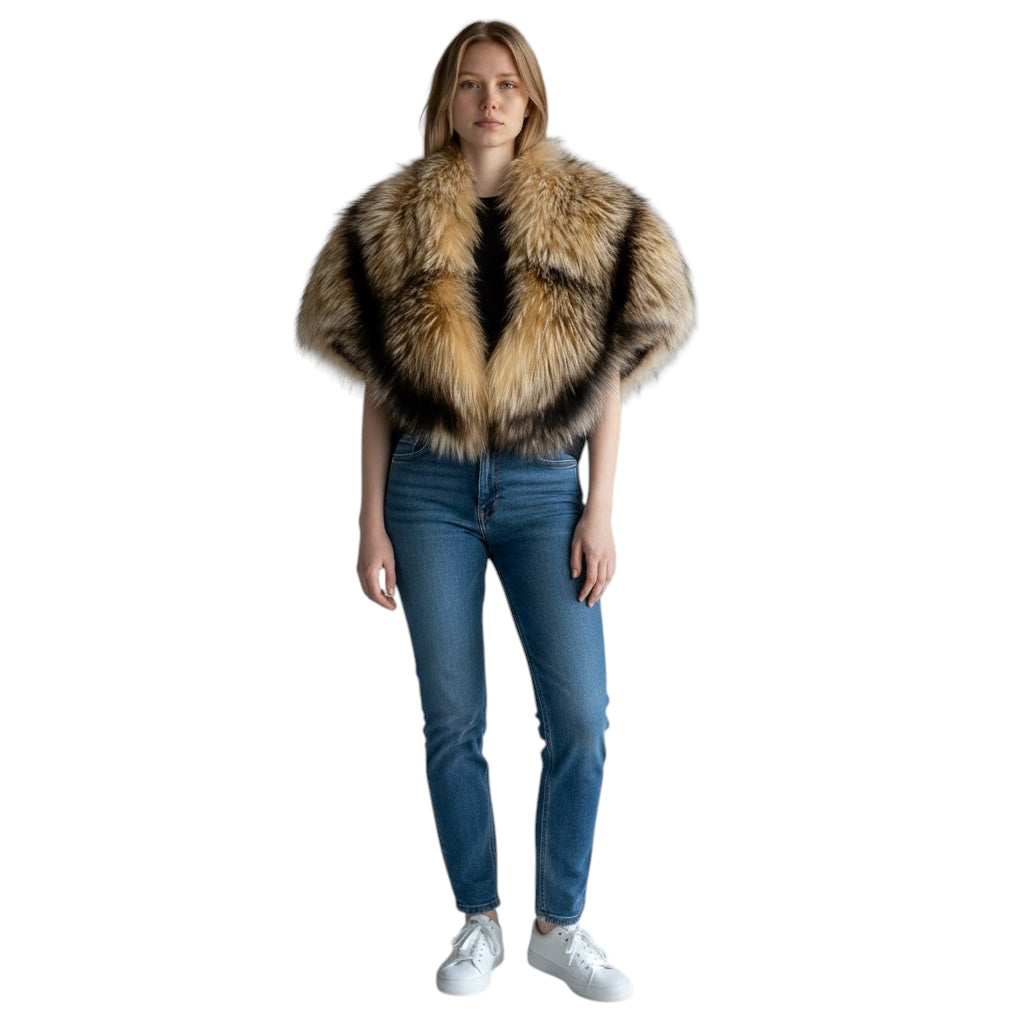 Brooks Brothers Tan Genuine Fox Fur Cape