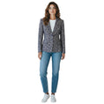 Load image into Gallery viewer, Ikram Navy Blue / Ivory Ikat Jacquard Two Button Blazer Jacket
