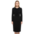 Load image into Gallery viewer, Thomas Wylde Black Long Sleeved Stretch Crepe Midi Dress with Bows

