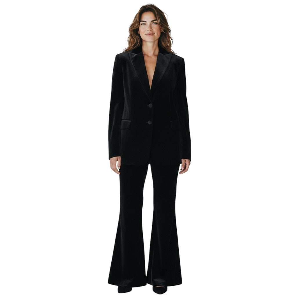 Akris Black Velvet Jacket and Pants Suit Set
