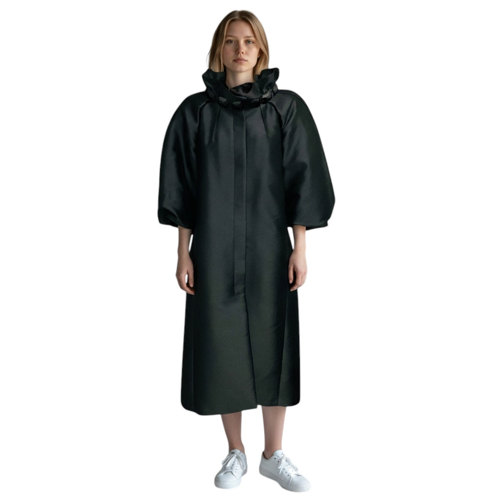 Redux Charles Chang-Lima Black Stone Embellished Satin Coat