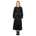 Load image into Gallery viewer, Tibi Black Long Sleeved Stretch Cotton Midi Dress with Belt
