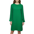 Load image into Gallery viewer, St. John Emerald Green Long Sleeved Crepe Dress with Satin Cuffs
