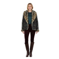 Load image into Gallery viewer, Giuliana Teso Slate Blue / Purple Floral Embroidered Mesh Tulle Lace Jacket with Mink Fur
