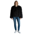 Load image into Gallery viewer, Yves Salomon Black Turkey Feather Cropped Jacket
