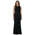 Load image into Gallery viewer, Brandon Maxwell Black / Silver Zipper Detail Sleeveless Crepe Gown / Maxi Dress
