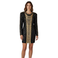 Load image into Gallery viewer, Balmain Black / Gold Chain Detail Sequined Cocktail Dress
