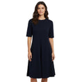 Load image into Gallery viewer, Jil Sander Navy Blue Short Sleeved Flared Wool Dress
