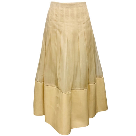 The Row Tan Silk Organza Midi Skirt