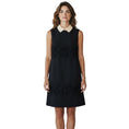 Load image into Gallery viewer, Valentino Black Embroidered Lace and Mesh Tulle Detailed Sleeveless Crepe Dress with Cream Collar
