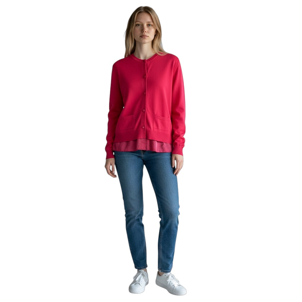 Moncler Fuchsia Pink Maglia Tricot Cardigan Sweater