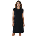 Load image into Gallery viewer, Chanel Navy Blue Faux Pearl Embellished Cotton and Cashmere Knit Dress with CC Logo Plate
