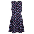 Load image into Gallery viewer, Marni Black / Purple / Burgundy Printed Sleeveless Wool Gauze Flared Midi Dress
