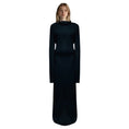 Load image into Gallery viewer, Ferragamo Black Cowl Neck Long Sleeved Jersey Maxi Dress

