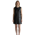 Load image into Gallery viewer, Frame Black Sleeveless Button Front Lamb Leather Dress
