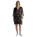 Load image into Gallery viewer, Lanvin Brown Multi Printed Draped Silk Dress with Open Sleeves
