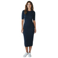 Load image into Gallery viewer, Ralph Lauren Collection Navy Blue Shimmer Knit Short Sleeved Fitted Midi Dress
