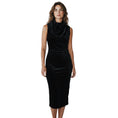 Load image into Gallery viewer, Alaia Black Sleeveless Shiny Velvet Midi Dress
