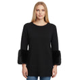 Load image into Gallery viewer, Michael Kors Collection Black Mink Cuffed Cashmere Pullover Sweater
