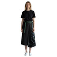 Load image into Gallery viewer, Sacai Charcoal Grey / Green Multi Suiting x Paisley Print Pleated Mixed Media Midi Skirt
