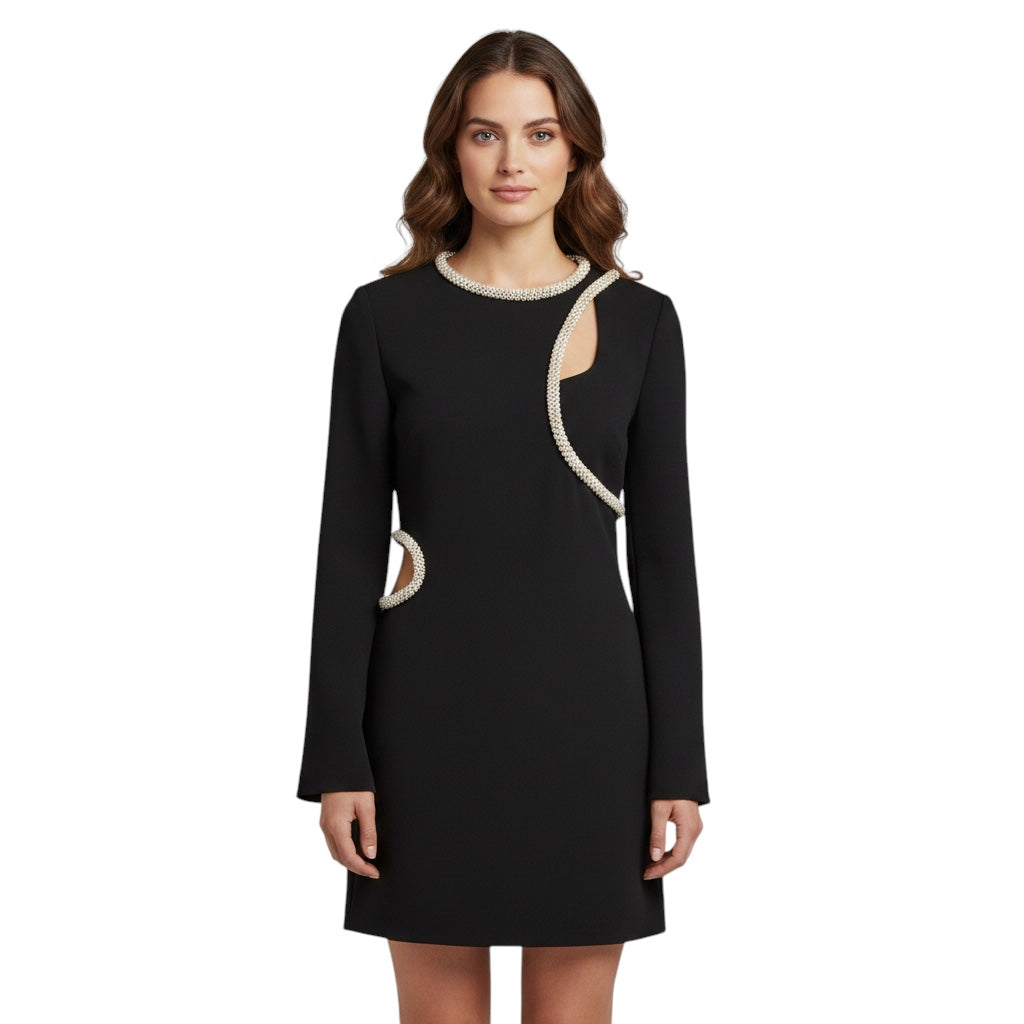 Jonathan Simkhai Black Katharine Diamante Cutout Mini Dress