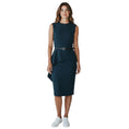 Load image into Gallery viewer, Christian Dior Teal Ruffled Sleeveless Crepe Fitted Midi Dress with Belt
