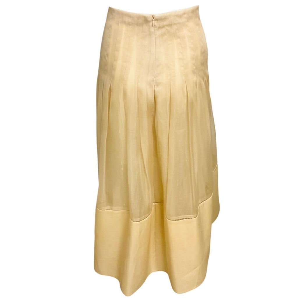 The Row Tan Silk Organza Midi Skirt