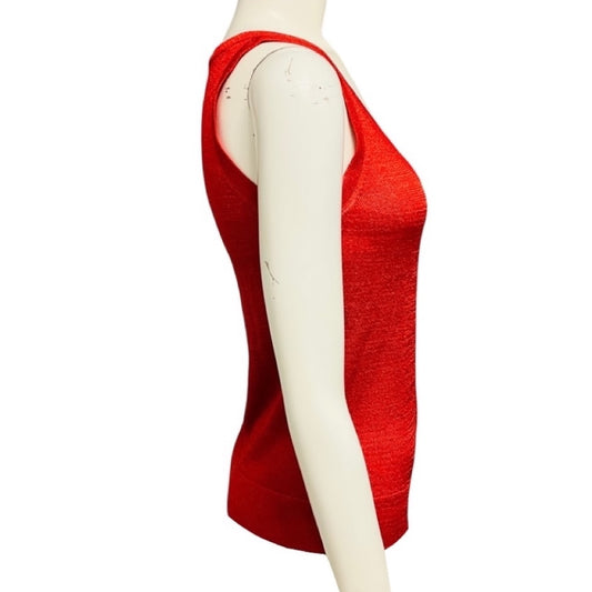 Missoni Red Metallic Sleeveless Knit Tank Top