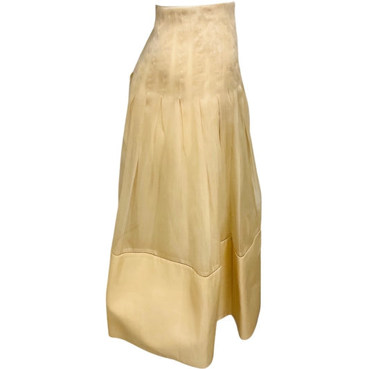 The Row Tan Silk Organza Midi Skirt