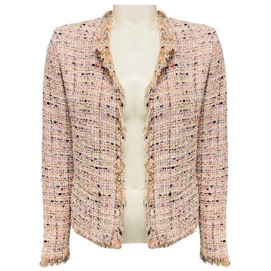 Iro Blush Pink Multi Shavadispe Tweed Jacket with Open Front