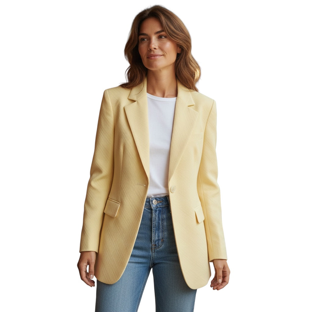 Moschino Light Yellow Classic One Button Blazer