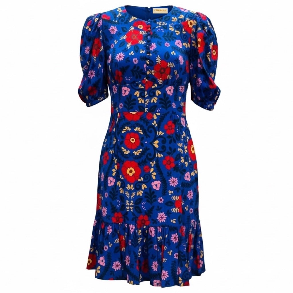 La DoubleJ Blue / Red Floral Coquette Dress