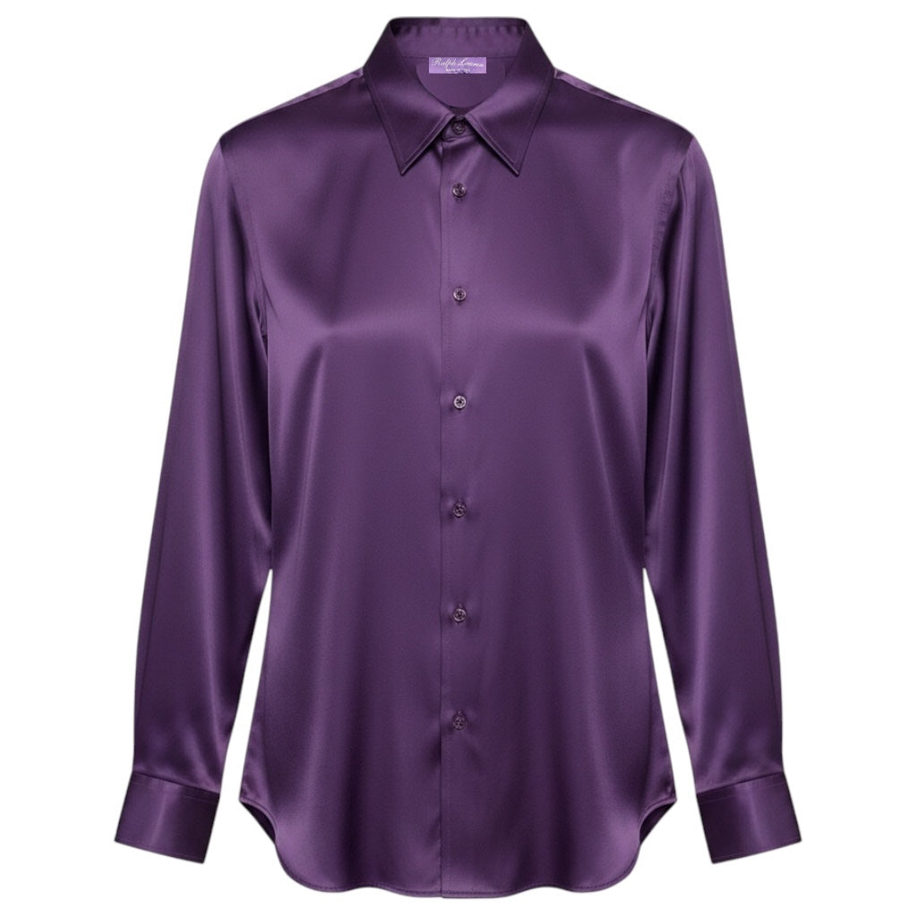 Ralph Lauren Collection Purple Button Front Silk Blouse