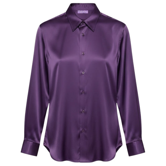 Ralph Lauren Collection Purple Button Front Silk Blouse