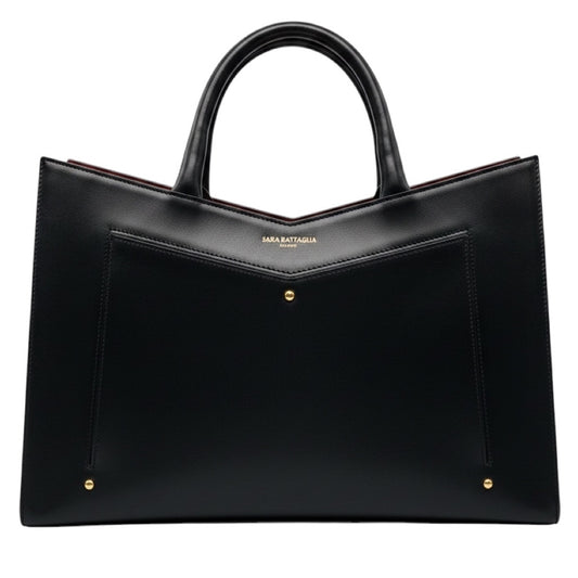 Sara Battaglia Black Rainbow Multicolor Plisse Leather Tote Handbag