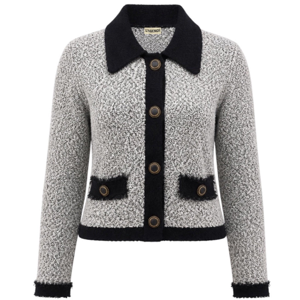 L'Agence White / Black Arielle Knit Jacket