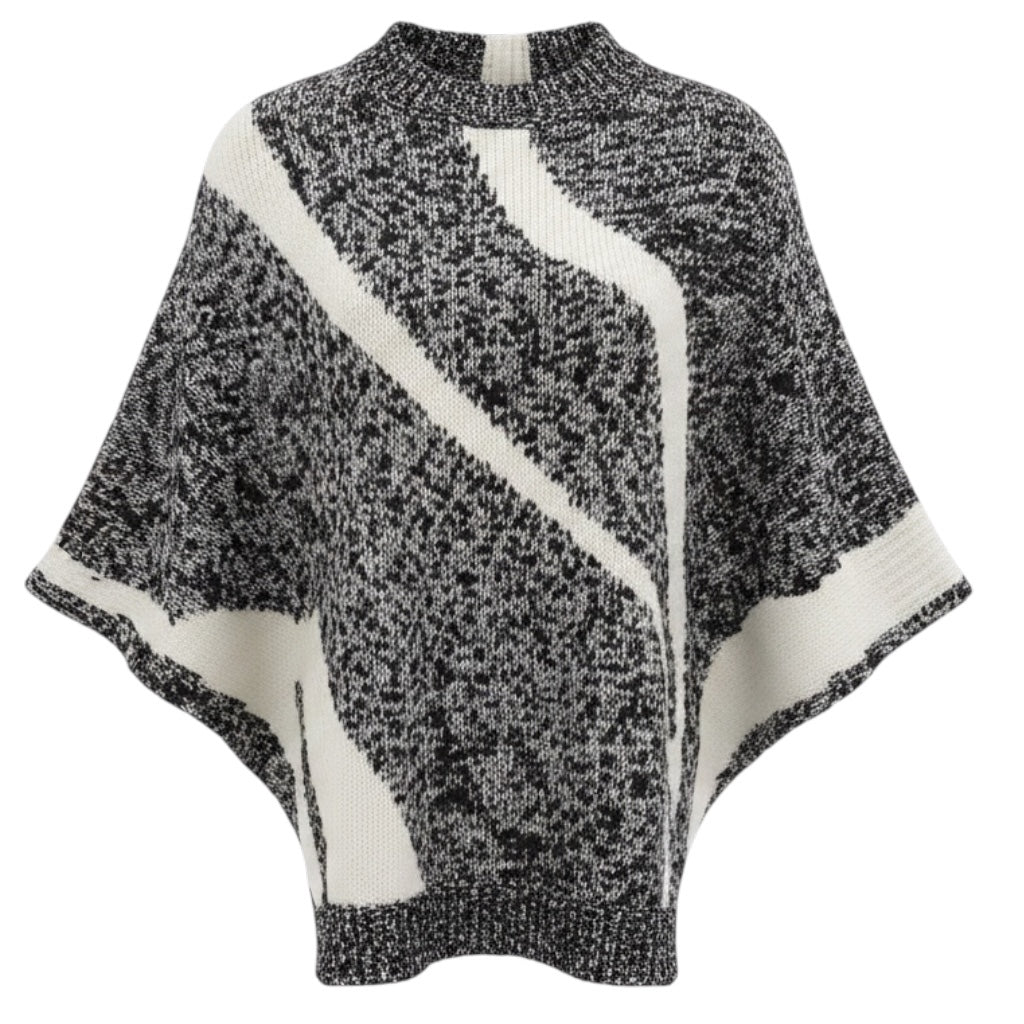 3.1 Phillip Lim Black / Ivory Cape Style Knit Pullover Sweater