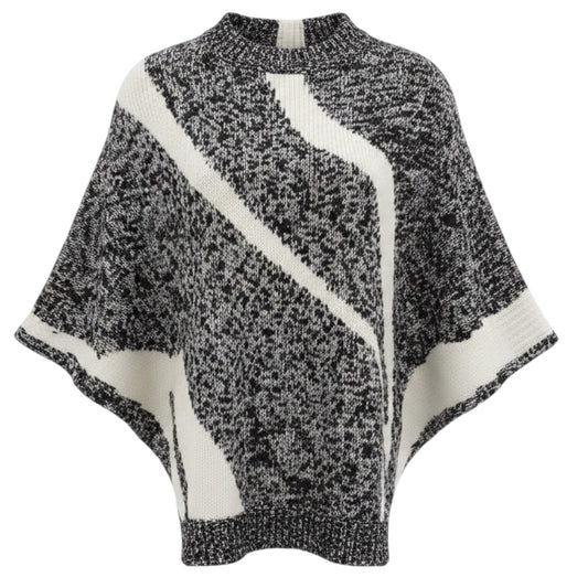 3.1 Phillip Lim Black / Ivory Cape Style Knit Pullover Sweater