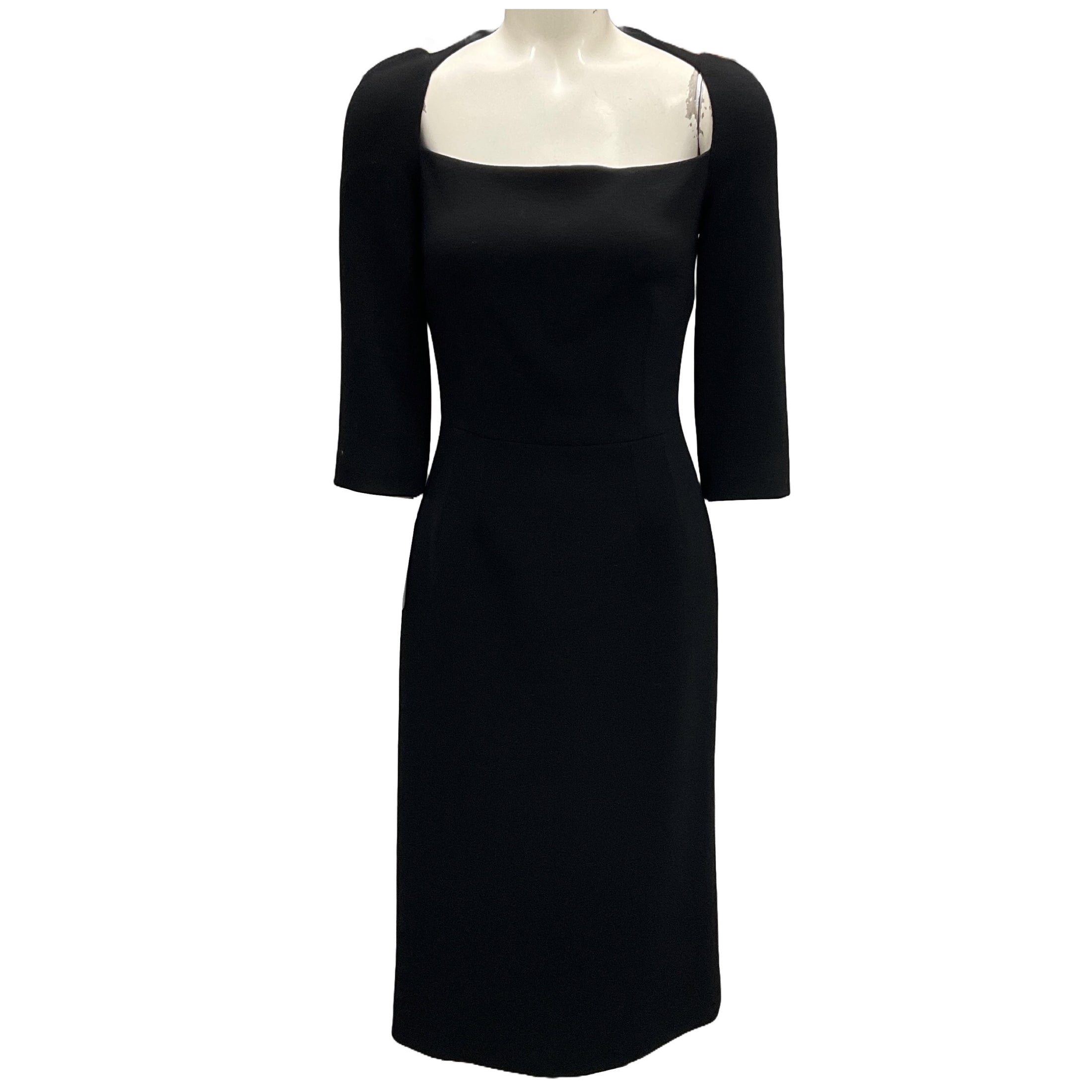 Dolce & Gabbana Black Crepe Midi Cocktail Dress