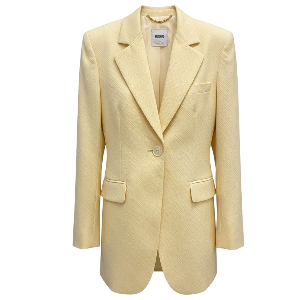 Moschino Light Yellow Classic One Button Blazer