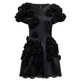 Load image into Gallery viewer, Dolce & Gabbana Black Floral Knit Applique Satin Mini Dress
