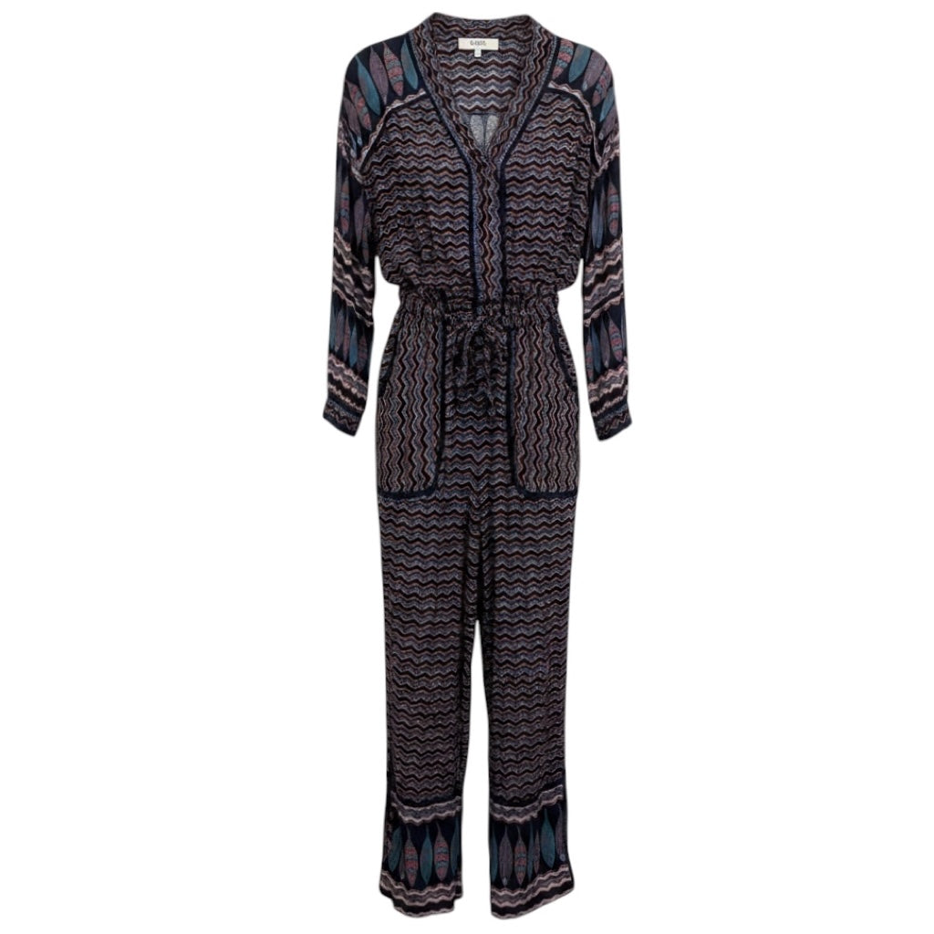 Sea New York Navy Blue Multi Printed Jumpsuit with Belt