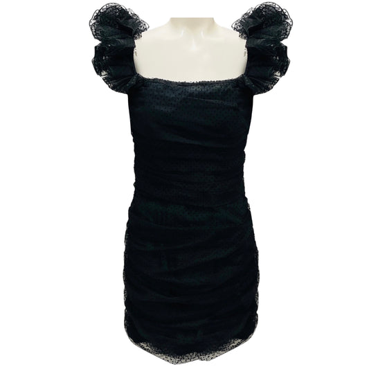 Alexandre Vauthier Black Ruffled Polka Dot Mesh Tulle Mini Cocktail Bustier Dress