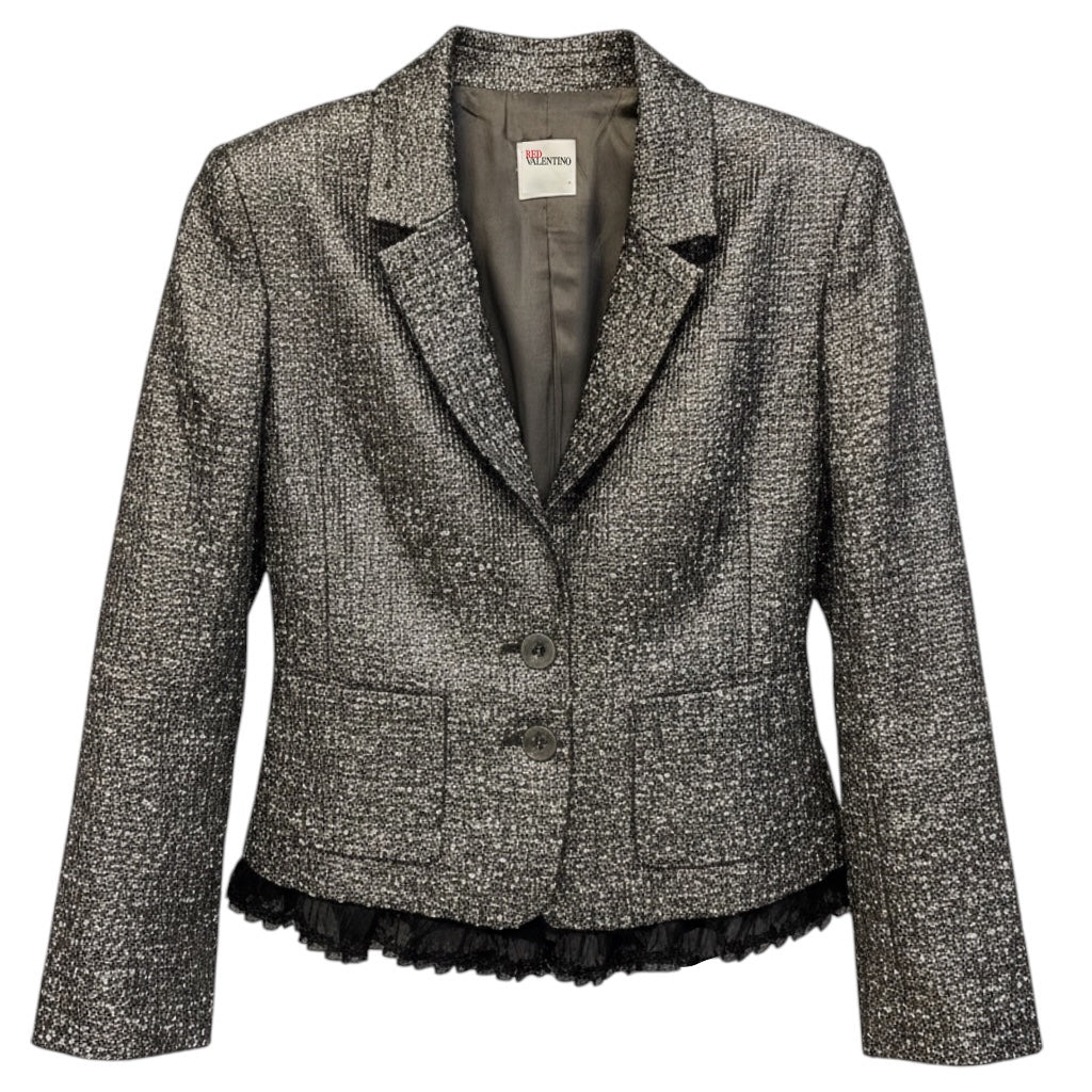 RED Valentino Silver Multi Metallic Jacquard Jacket