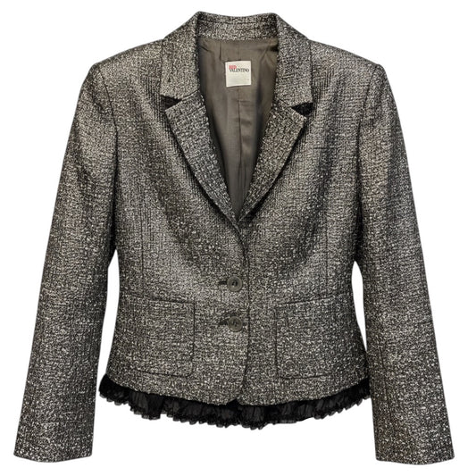 RED Valentino Silver Multi Metallic Jacquard Jacket